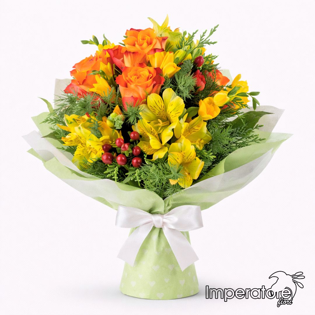 Bouquet San Valentino con rose rosse e cuori