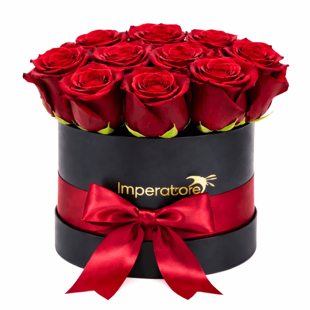 Flower box nero con rose rosse